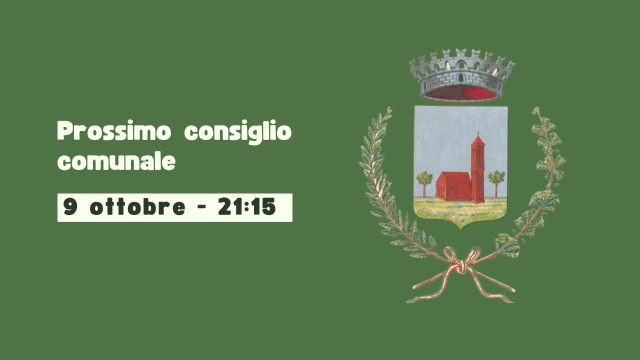 Consiglio comunale di mercoledì 9 ottobre ore 21:15