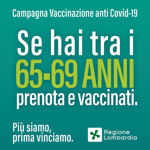  Prenotazione vaccino anti Covid-19 per persone tra i 65 e 69 anni
